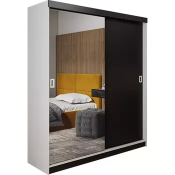 Kancelářská sestava Skříň Retro 138 1l Bílý / Přední Černá