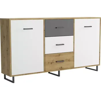 Kancelářská sestava Komoda Bari 3s 2f Oak Artisan/Grafitová/Bílá