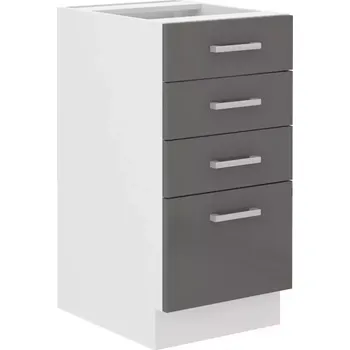 Kuchyňská skříňka Sonia 40D 4S BB šedá lesk/bílá