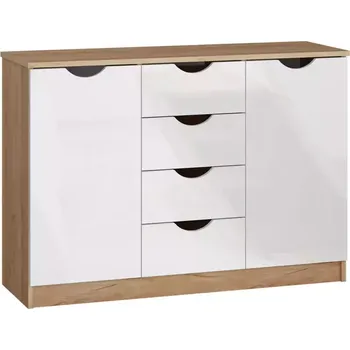 Kancelářská sestava Komoda 2D4S Tymeo dub craft zlatý+bílá lesk