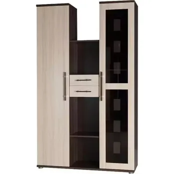 Vinotéka Skříň Inez 121 cm s vitrínou, jasan