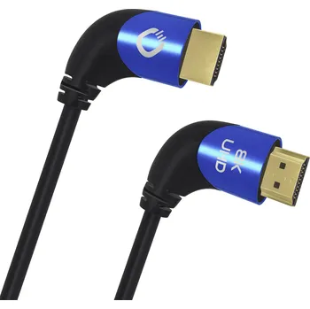 Audio kabel Oehlbach HDMI kabel Zástrčka HDMI-A, Zástrčka HDMI-A 2.00 m černá D1C42542 8K UHD, 90° zatočeno doleva, třížilový stíněný HDMI kabel