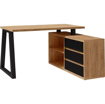 Kancelářská sestava Psací Stůl + Komoda Iga II Dub Craft / černý Mat