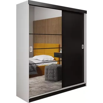 Kancelářská sestava Skříň Retro 138 6l Bílý / Přední Černá