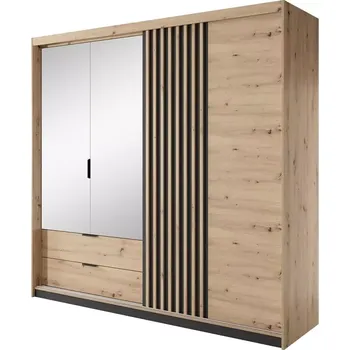 Ložnicová sestava Šatní skříň TALLY 4D2S zrcadlový artisan dub/antracit