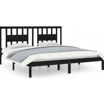 Postel Černý rám postele z masivního borovicového dřeva 205,5 x 206 x 100 cm