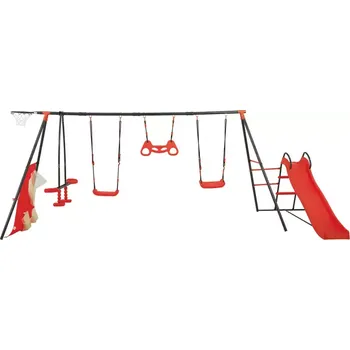 Dětská houpačka Kovové hřiště Max 216x139x180 cm červené