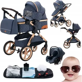 Kočárek DĚTSKÝ SPORTOVNÍ KOČÁREK 3v1 SKLÁDACÍ S AUTOSEDAČKOU YAZOCO