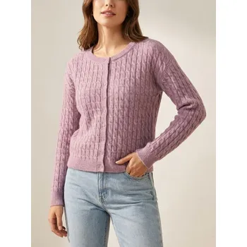 Dámský svetr Sinsay - Kardigan s ozdobným pleteným vzorem - pastelová růžová - 747IV-03X - 747IV-03X-S