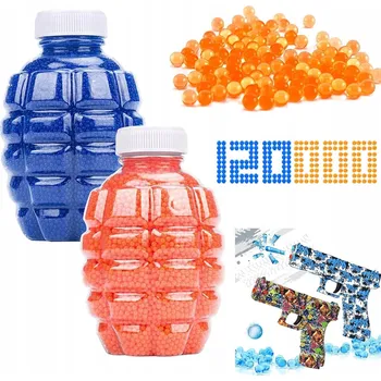 Dětská zbraň GELOVÉ KULIČKY DO VODNÍ PISTOLE PUŠKA 120 000 KS 7-8 MM Modré a oranžové