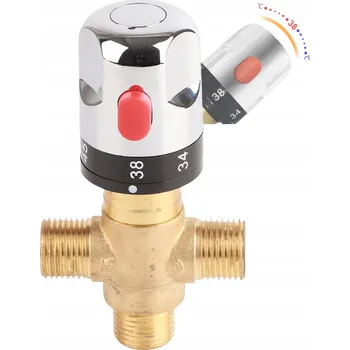 Ventil TERMOSTATICKÝ SMĚŠOVACÍ VENTIL 1/2" 3-CESTNÝ DN15 PRO ŘÍZENÍ VODY, MOSAZ