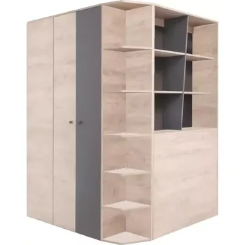 Šatní skříň Rohová Skříň Delta 135cm Dub/Antacit