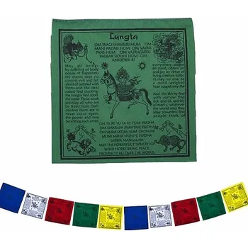 Dekorace do dětského pokoje Tibetské modlitební praporky Lungta 10 ks délka cca 210 cm