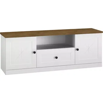 Televizní stolek Tv Stolek Lille 09 2d1s Bílý Mat/Dub Lefkas