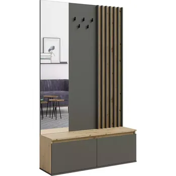 Předsíňová stěna Předsíňová stěna Doris 90B dub artisan/šedá s lamelami