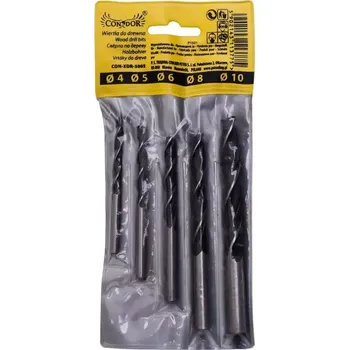 Vrták Vrtáky dřevo, broušené, sada 5 ks, Condor