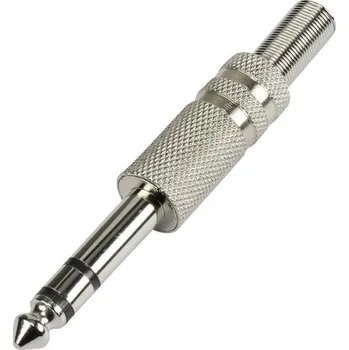 TRU COMPONENTS 595203 jack konektor 6.35 mm zástrčka, rovná Pólů: 3 stereo stříbrná 1 ks