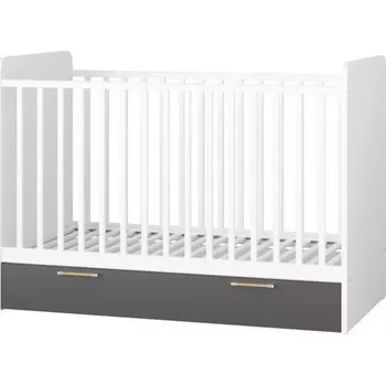 Ložnicová sestava Dětská Postýlka Se Zásuvkou Picolo 14 Bílý/Šedá