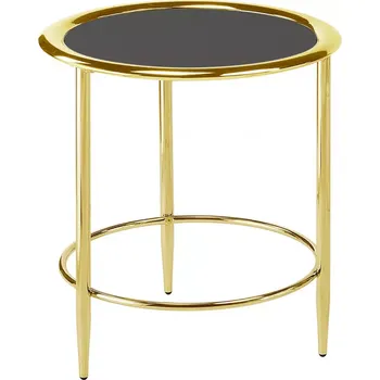 Obývací stěna Odkládací stolek GC7465 48x48x53 mosaz/černé sklo