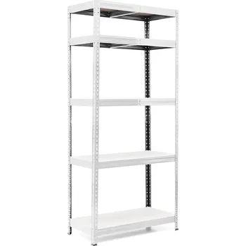regál Policový regál Trestles RH 2200x800x450, nosnost 1750 kg, 5 polic Barva: pozink, Provedení police: bílá MDF 5 mm