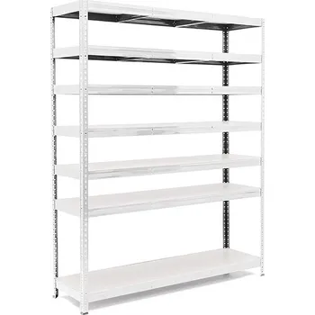 regál Policový regál Trestles RH 2200x1600x400, nosnost 1750 kg, 7 polic Barva: pozink, Provedení police: bílá MDF 5 mm