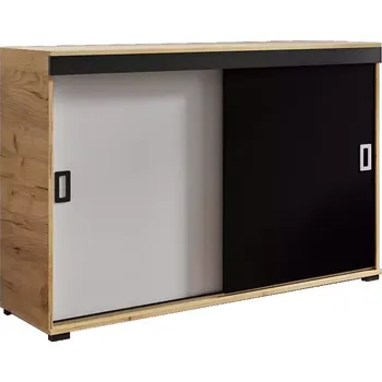 Kancelářská sestava Komoda Retro 140 Craft/Bílý/Černá + Rukojeti Bílý I Černá