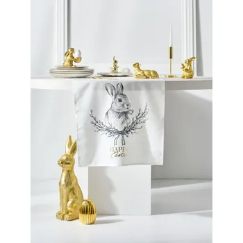 ubrus Sinsay - Běhoun na stůl s potiskem zajíce - krémová - 987HO-01X - 987HO-01X-ONE