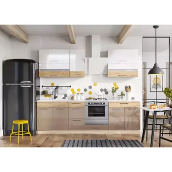 Kuchyňská linka BAUMAX Mocca 260 cm Macate bílá lesk