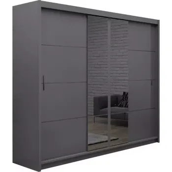 Předsíňová stěna Skříň Porto-2 250cm Grafitová/Grafitove Zrcadlo