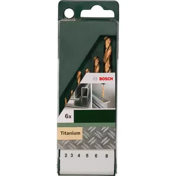 Vrták 6-dílná sada vrtáků HSS-TIN 2,3,4,5,6,8 mm