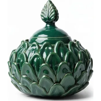 Váza Sicilská keramická váza Listy Zelená s víkem