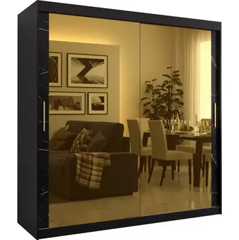 Předsíňová stěna Skříň Platinum T3 200 černá mramor/černá