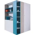 Skříň Planet 135 cm Bílý/Dub/Tyrkysový