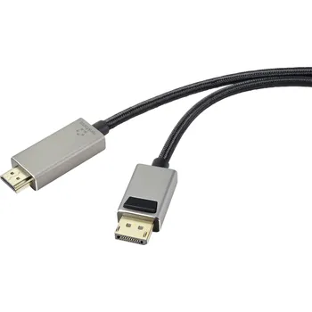 Audio kabel Renkforce DisplayPort / HDMI propojovací kabel Konektor DisplayPort, Zástrčka HDMI-A 2.00 m černá UHD 8K -at- 60 Hz, UHD 4K -at- 120 Hz RF-4995156 Kabel DisplayPort