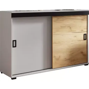 Kancelářská sestava Komoda Retro 140 Bílý/Craft +Černá Rukojeti