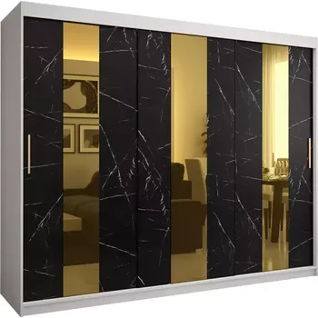 Předsíňová stěna Skříň Platinum Pole 250 bílá mramor/černá