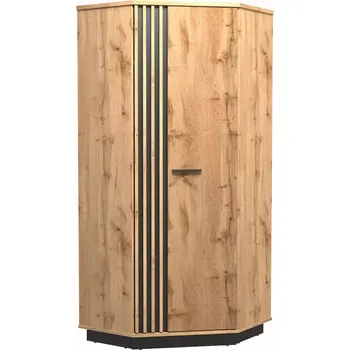 Racková skříň Rohová šatní skříň Lamelo LA29 dub wotan/černý mat