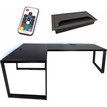 Kancelářská sestava Psací Stůl Roh. Loft Top Černá 202x136x2,8 Model 2