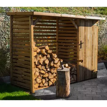 Zahradní domek Dřevník s kůlnou Bergen 250x95x190 cm hnědý