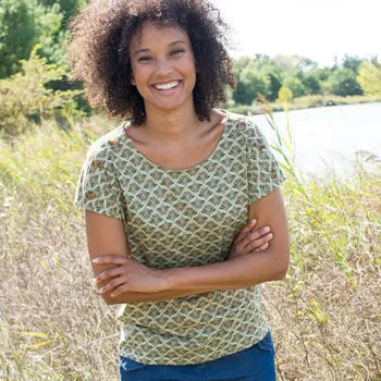 Tričko s minimalistickým potiskem zelená/čokoládová 52