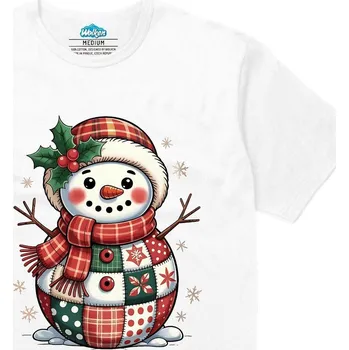 Pánské tričko Pánské tričko Zaplátovaný Vánoční Sněhulák (Velikost: XXL, Barva: Bílá)
