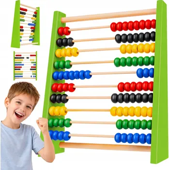 Dřevěná hračka DŘEVĚNÉ Počítadlo EKO DŘEVO tradiční Vzdělávací Školní UČENÍ POČÍTÁNÍ