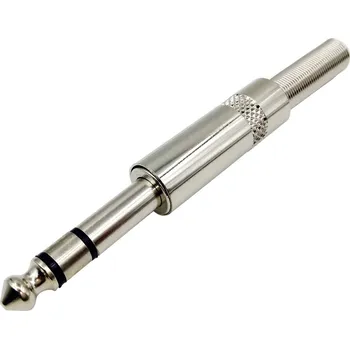TRU COMPONENTS 1408830 jack konektor 6.35 mm zástrčka, rovná Pólů: 3 stereo stříbrná 1 ks