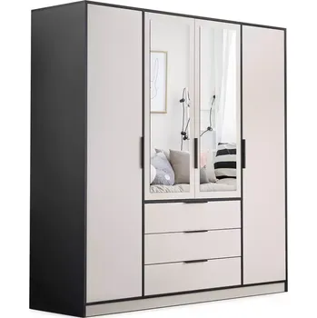 Předsíňová stěna Skříň Duarte D4 kašmír/černá/zrcadlo