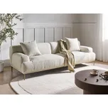 3místná pohovka krémově bílá látka čalouněná kovové nohy obývací pokoj moderní styl Beliani