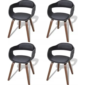 Jídelní židle Sada 4 Jídelních Židlí s Područkami, Černé, Umělá Kůže, 49