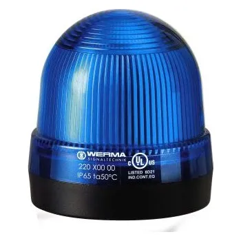 Maják Výstražný maják, řada: 220 Nepřetržité svícení barva Modrá Žárovka Montáž na základnu 12 →230 V