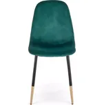 Židle K379 samet/kov tmavě zelená 45x48x88