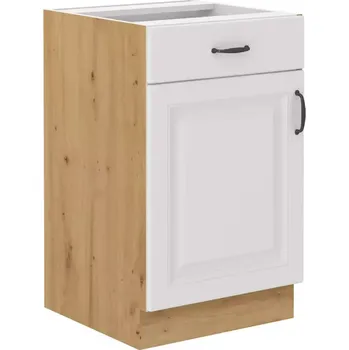 Kuchyňská skříňka Stilo, bílá/dub artisan, 50D 1F 1S BB