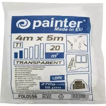 Zakrývací fólie na malování Malířská fólie ldpe 4 x 5 m 0,015 mm